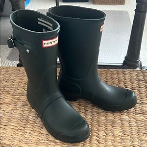 Hunter Green Rain Mid Calf Boots Size 8
